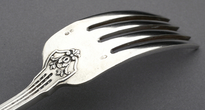 Russian / Polish Silver Serving Fork - Warsaw, Wladyslaw Hempel